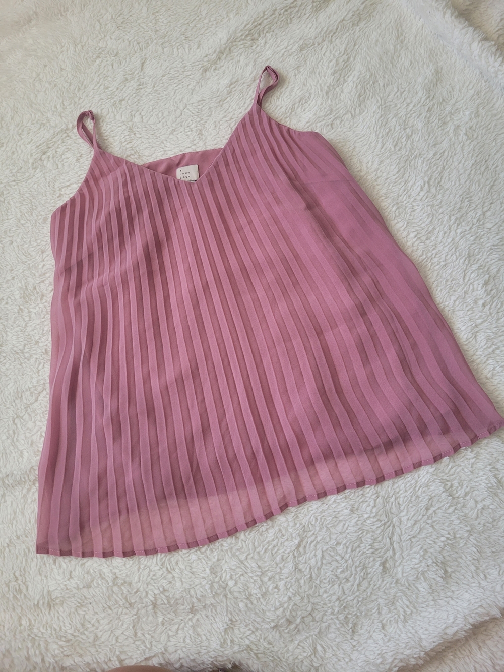 a new day Pleated V-Neck Cami Tank - Mauve Pink